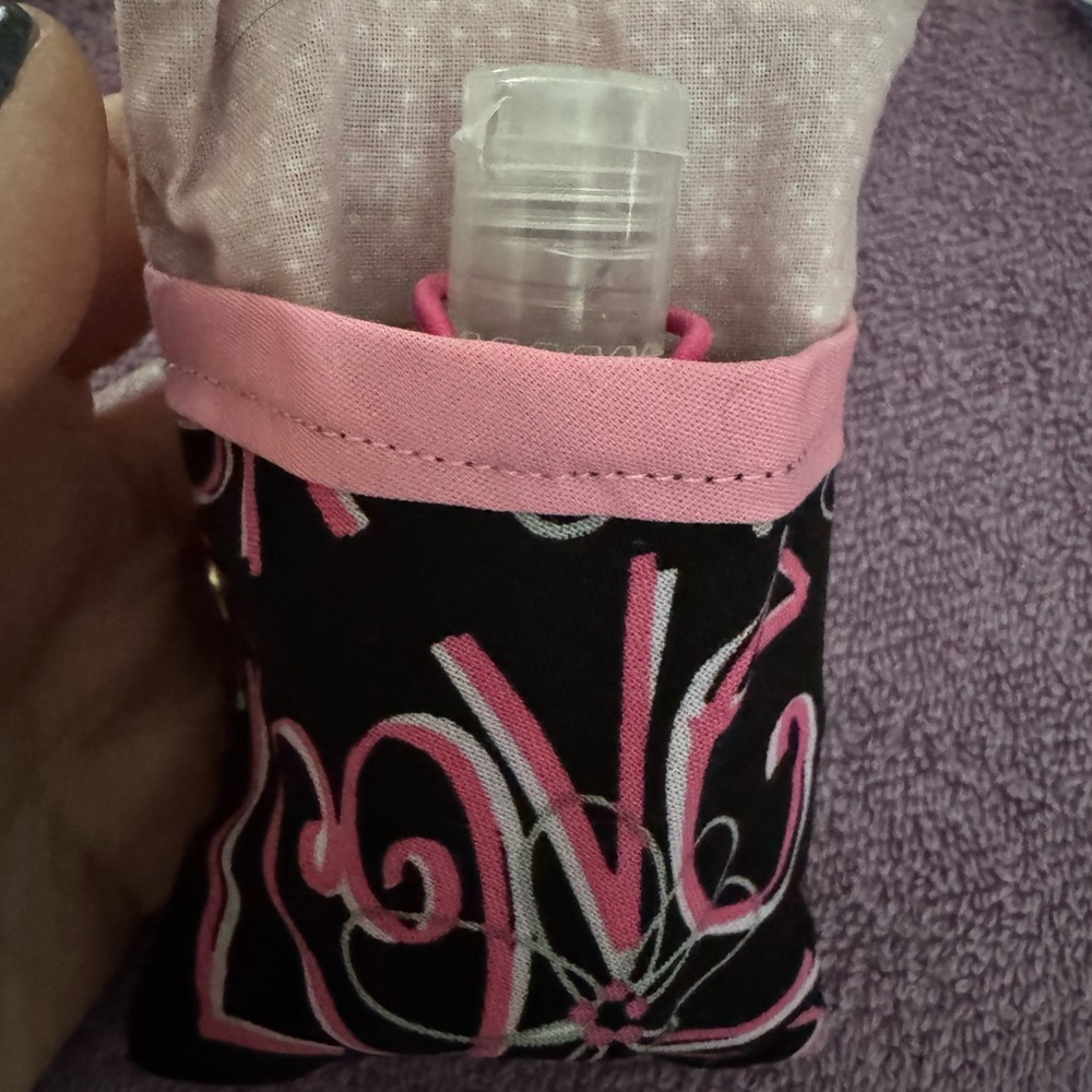 Pink and Black Patterned Hand Sanitizer Holder